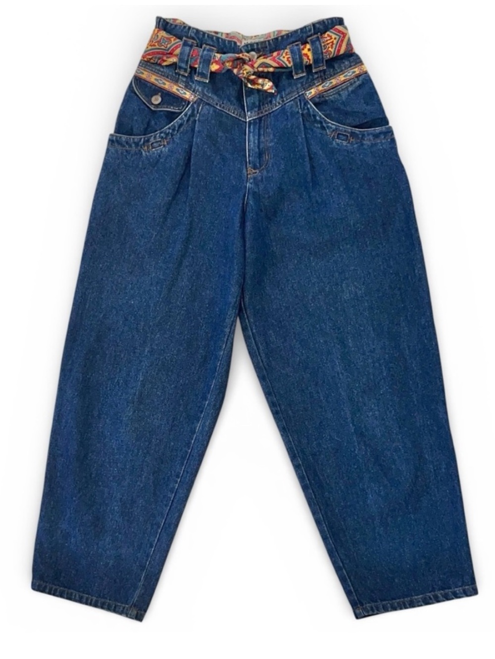 Vintage Mexx 90s Blue High Rise Loose Pleated Balloon Paperbag Mom Jeans 6